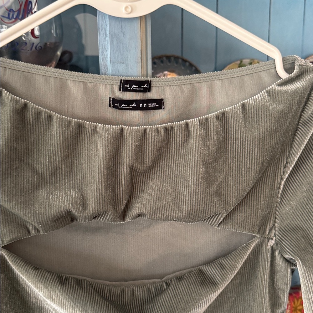 Olive Velvet Long-Sleeve Bodysuit - Picture 3 of 6